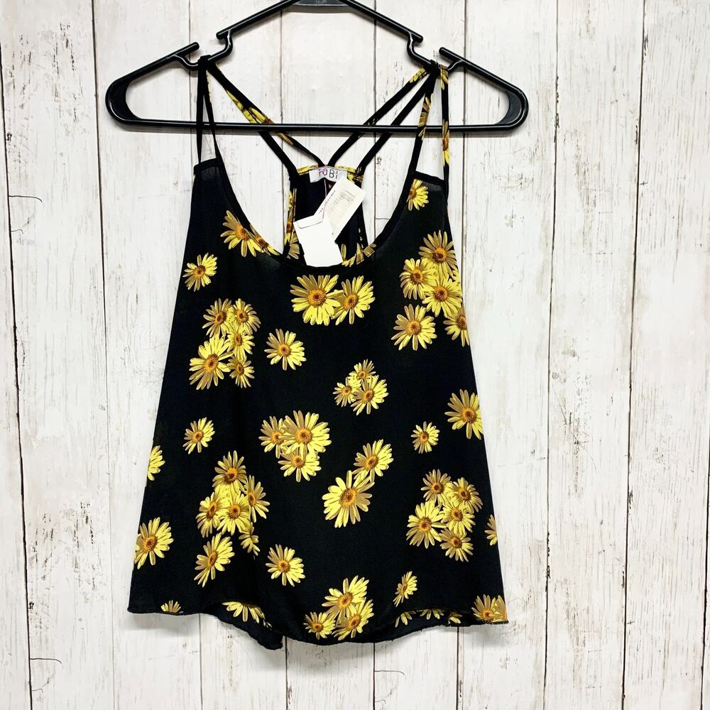 Tobi Shirt Women Chest 32" Medium Floral Sleeveless Strappy Halter Back Blouse‎